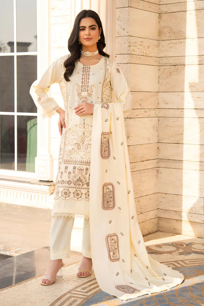 WearJora-3PC DHANAK EMBROIDERED SHIRT WITH DHANAK HEAVY CUTWORK EMBROIDERED SHAWL -1523