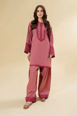 LAZULI-2PC KHADDAR EMBROIDRED SHIRT WITH KHADDAR EMB TROUSER-W.J-127