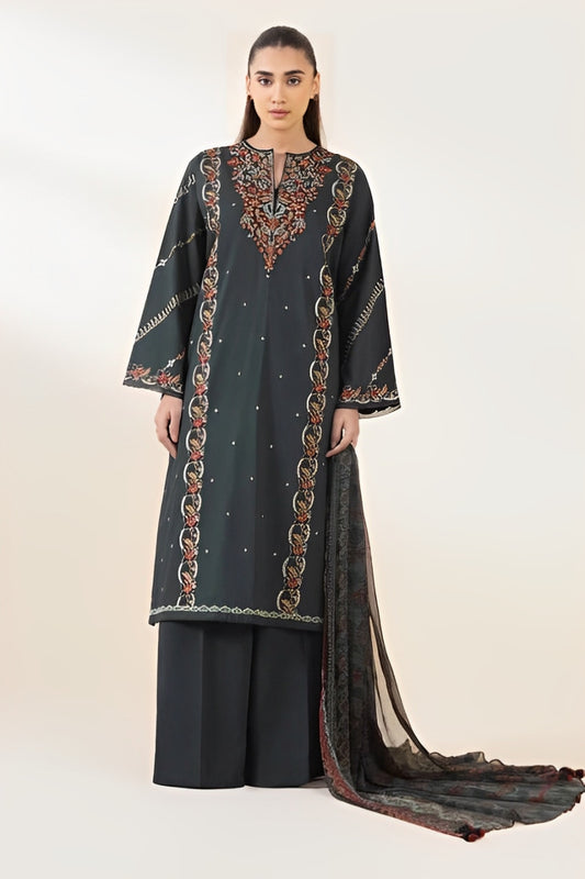 SAPPHIRE-3PC LAWN EMBROIDERED SHIRT WITH MONARK PRINT DUAPATTA AND TROUSER-W.J-1684