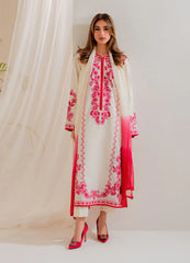VINTAGE-3PC LAWN EMBROIDERED SHIRT WITH CHIFFON TYE&DYE DUPATTA AND TROUSER-W.J-4655