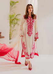 VINTAGE-3PC LAWN EMBROIDERED SHIRT WITH CHIFFON TYE&DYE DUPATTA AND TROUSER-W.J-4655