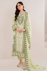 GARNET-3PC LAWN EMBROIDERED SHIRT WITH LAWN EMBROIDERED DUPATTA AND TROUSER-W.J-4629