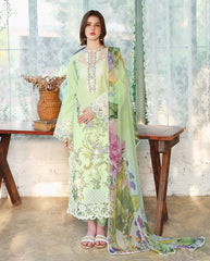 MUSHQ-3PC DHANAK EMBROIDERED SHIRT WOOL PRINTED SHAWL AND TROUSER-W.J-5083