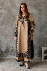 VINTAGE-3PC DHANAK EMBROIDERED SHIRT WITH CHIFFON TYE&DYE DUPATTA AND TROUSER-W.J-5287