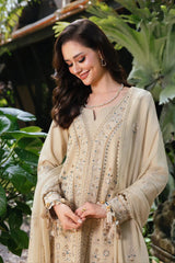 ETHNIC-3PC LAWN EMBROIDERED SHIRT WITH KHAADI NET EMBROIDERED DUPATTA AND TROUSER -W.J-4658