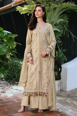 ETHNIC-3PC LAWN EMBROIDERED SHIRT WITH KHAADI NET EMBROIDERED DUPATTA AND TROUSER -W.J-4658