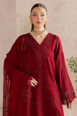 NUREH-3PC DHANAK EMBROIDERED SHIRT WITH DHANAK EMBROIDERED SHAWL AND TROUSER-W.J-5305