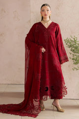 NUREH-3PC DHANAK EMBROIDERED SHIRT WITH DHANAK EMBROIDERED SHAWL AND TROUSER-W.J-5305