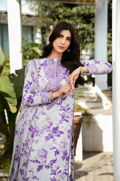 BAROQUE-3PC KHADDAR PRINTED EMB SHIRT WITH KHADDAR PRINT EMB DUPATTA AND PRINT TROUSER-WJ-1942
