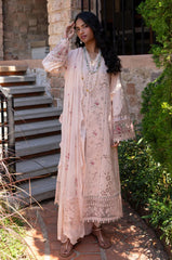 QALAMQAR-3PC LAWN CHIKANKAARI EMBROIDERED SHIRT WITH KHAADI NET EMBROIDERED DUPATTA AND TROUSER-W.J-4660