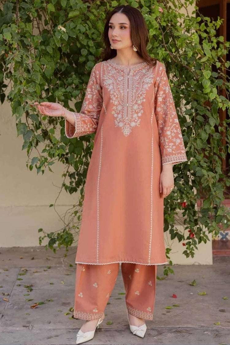 BATIK-2PIECE DHANAK EMBROIDERED SHIRT WITH DHANAK EMB TROUSER-WJ-238