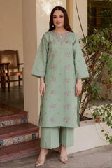 BATIK-2PIECE DHANAK EMBROIDERED SHIRT WITH DHANAK EMB TROUSER-WJ-15036