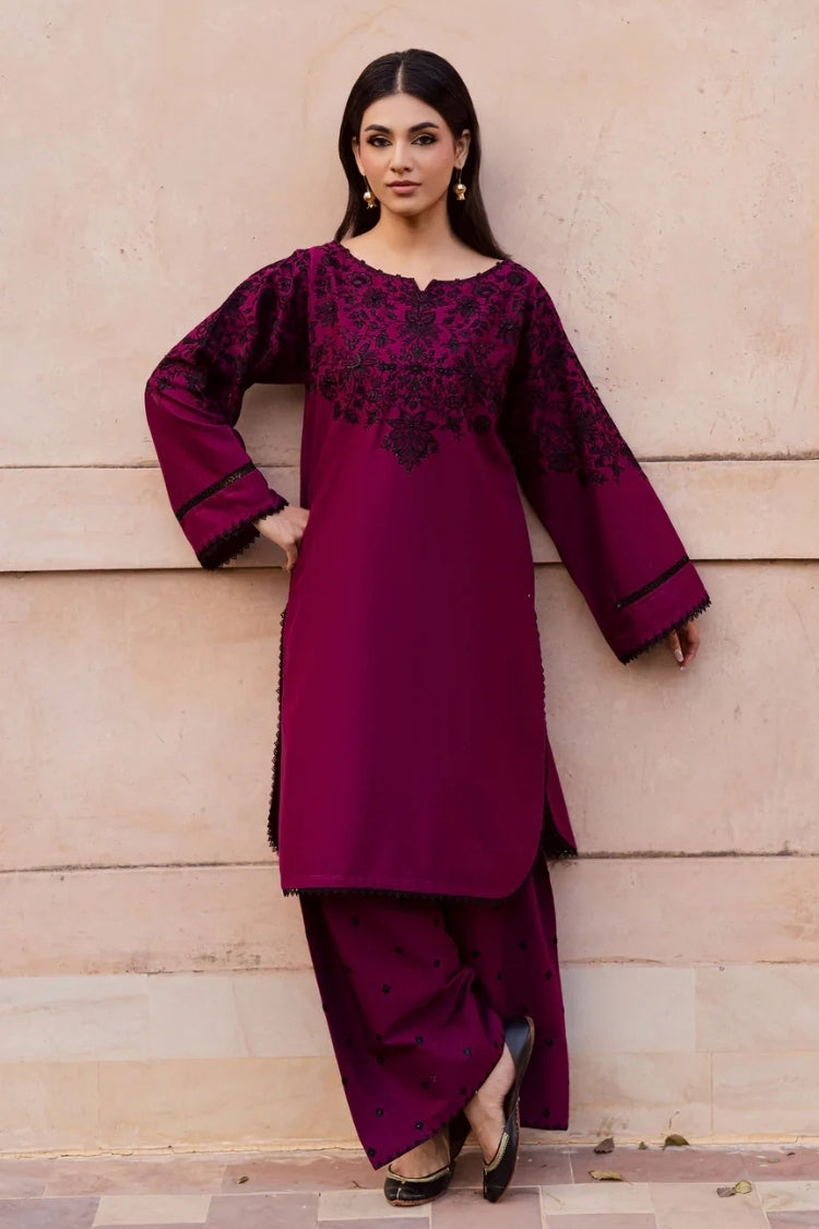 BATIK-2PIECE DHANAK EMBROIDERED SHIRT WITH DHANAK EMB TROUSER-WJ-15089