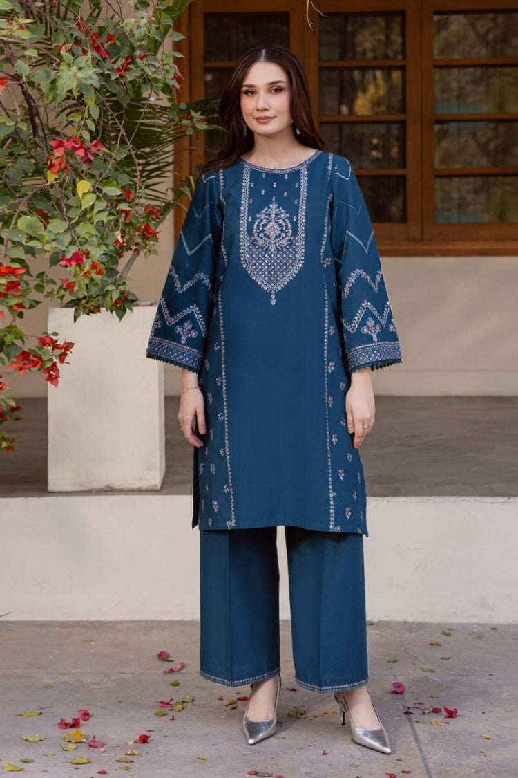 BATIK-2PIECE DHANAK EMBROIDERED SHIRT WITH DHANAK EMBROIDERED TROUSER-WJ-15042