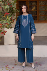 BATIK-2PIECE DHANAK EMBROIDERED SHIRT WITH DHANAK EMBROIDERED TROUSER-WJ-15042