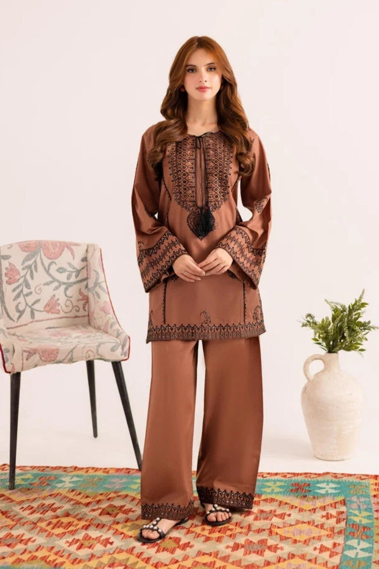 BATIK-2PIECE DHANAK EMBROIDERED SHIRT WITH DHANAK EMB TROUSER-WJ-15120