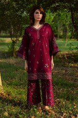 BATIK-2PIECE DHANAK EMBROIDERED SHIRT WITH DHANAK EMB TROUSER-WJ-15087