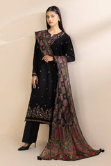 SAPPHIRE-3PC DHANAK EMBROIDERED SHIRT WITH WOOL DIGITAL PRINTED SHAWL & TROUSER-W.J-5054