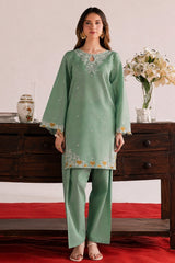BATIK-2PIECE DHANAK EMBROIDERED SHIRT WITH DHANAK EMB TROUSER-WJ-15068