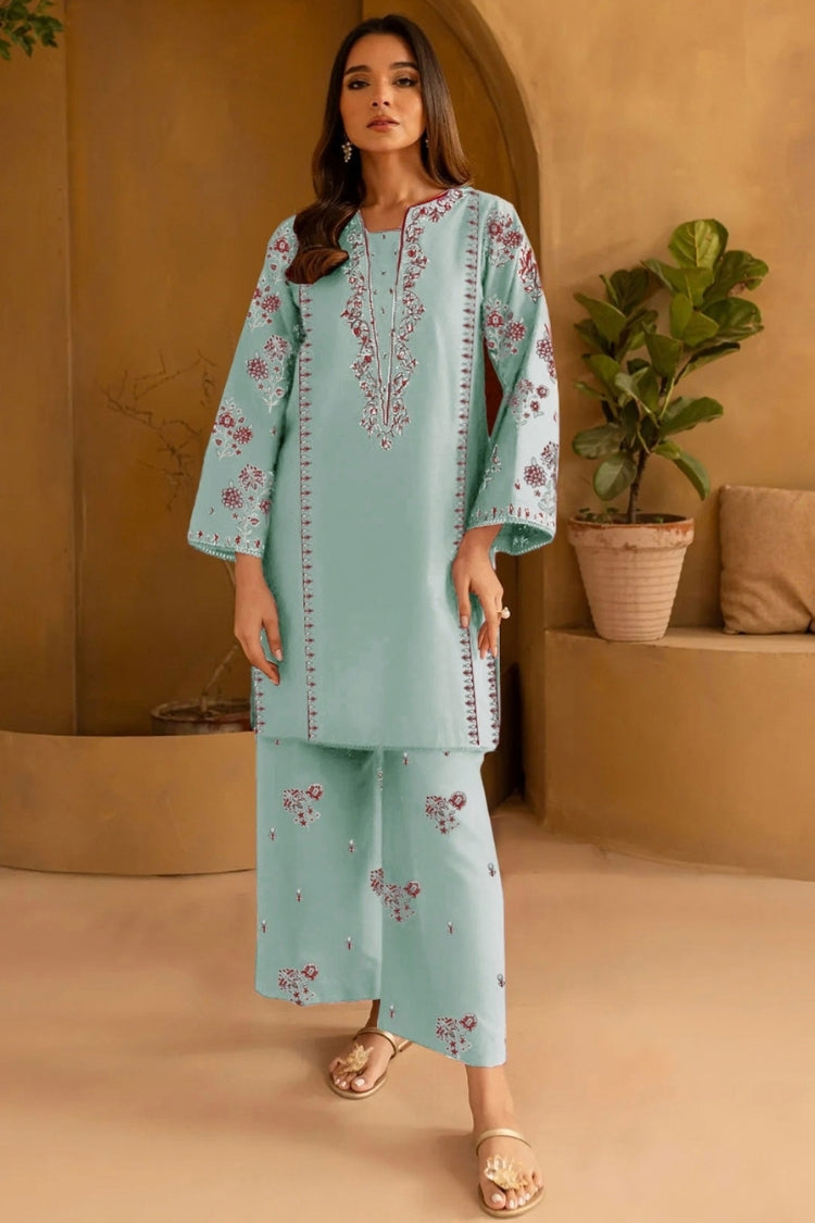 BATIK-2PIECE DHANAK EMBROIDERED SHIRT WITH DHANAK EMB TROUSER-WJ-15095