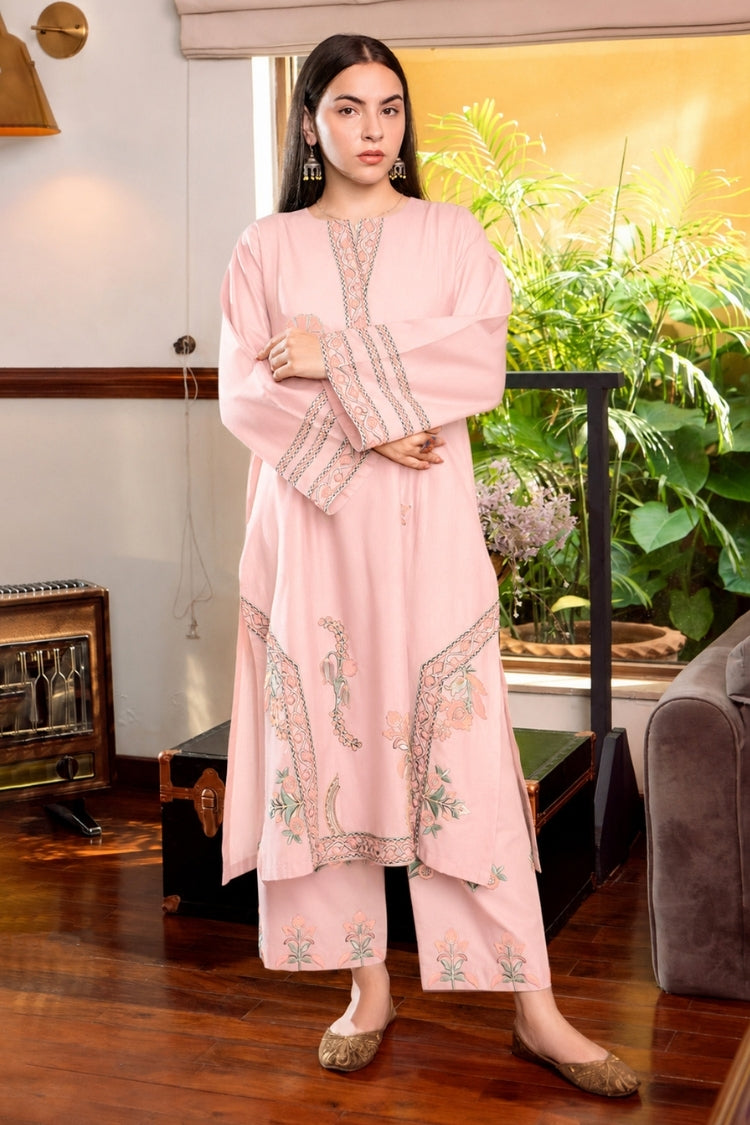 BATIK-2PIECE DHANAK EMBROIDERED SHIRT WITH DHANAK EMB TROUSER-WJ-15091