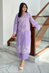 BATIK-2PIECE DHANAK EMBROIDERED SHIRT WITH DHANAK EMB TROUSER-WJ-15054