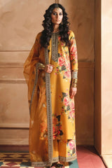 ZAINAB CHOTANI-3PC SHAMOZE SILK PRINTED EMBROIDERED SHIRT WITH SOFT SILK PRINTED EMB DUPATTA & EMB TROUSER W.J-1726