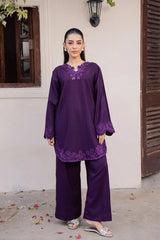 BATIK-2PIECE DHANAK EMBROIDERED SHIRT WITH DHANAK EMB TROUSER-WJ-15135