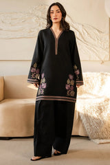 IZEL-2PIECE DHANAK EMBROIDERED SHIRT WITH DHANAK TROUSER-WJ-15084