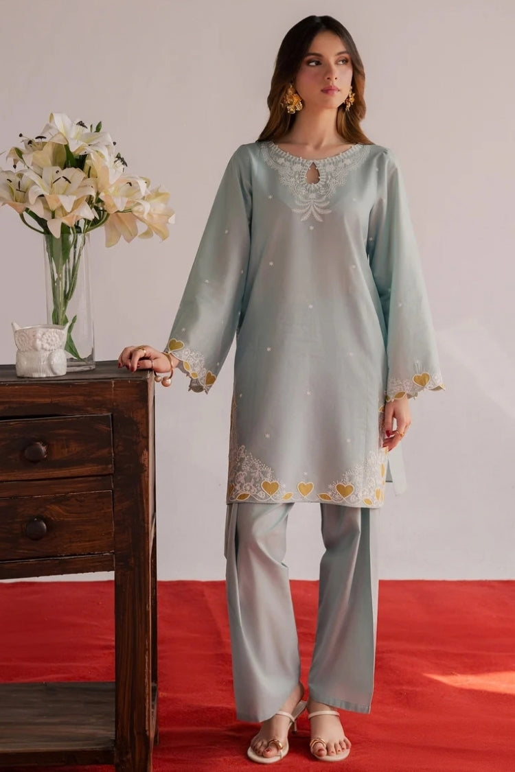 BATIK-2PIECE DHANAK EMBROIDERED SHIRT WITH DHANAK TROUSER-WJ-15008
