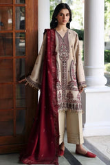 REPUBLIC-3PC DHANAK EMBROIDERED SHIRT WITH DHANAK EMBROIDERED SHAWL AND EMB TROUSER -W.J-5169