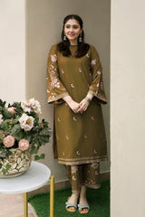 BATIK-2PIECE DHANAK EMBROIDERED SHIRT WITH DHANAK EMB TROUSER-WJ-15121