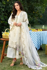 ELAF-3PC DHANAK EMBROIDERED SHIRT WITH DHANAK EMB SHAWL AND TROUSER-W.J-5217