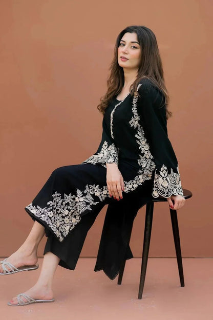 LAJWANTI - 2PC DHANAK EMBROIDERED SHIRT WITH TROUSER-W.J-1070