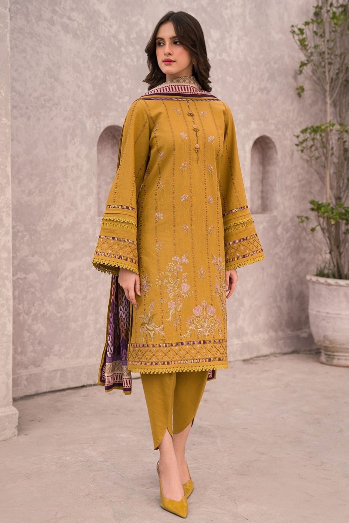 JAZMIN-3PC-LAWN EMBROIDERED SHIRT WITH MANNAR PRINT DUPATTA AND TROUSER-W.J-1544