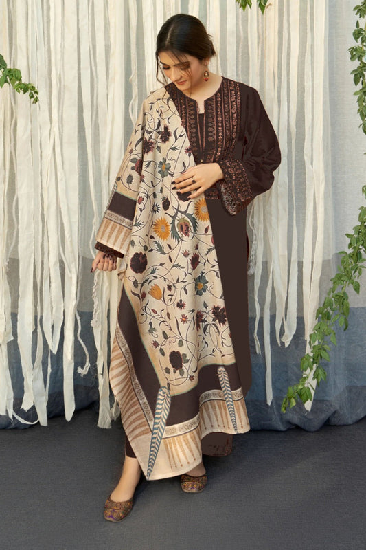 URGE- 3PC LAWN EMBROIDERED SHIRT WITH MONARK PRINTED DUPATTA AND EMB TROUSER-W.J-1625