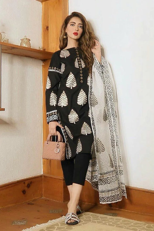 MARIA B- 3PC LAWN HEAVY EMBROIDERED SHIRT WITH ORGANZA PRINT DUPATTA -W.J-1430