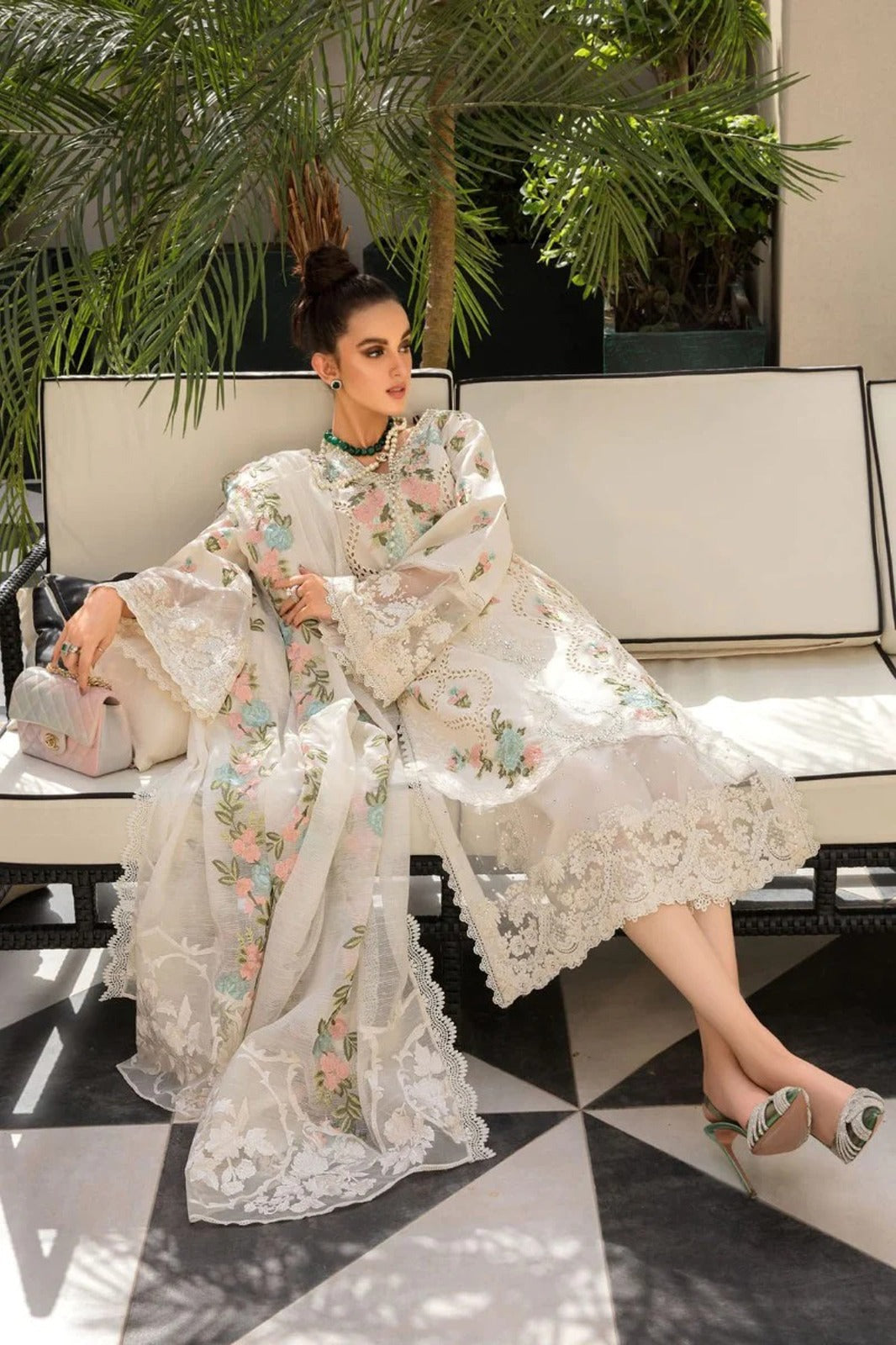 CRIMSON-3PC LAWN EMBROIDERED SHIRT WITH CHIFFON EMBROIDERED DUPATTA & TROUSER-W.J-4502
