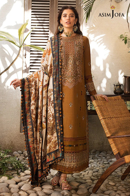 ASIM JOFA-3PC LAWN EMBROIDERED WITH MONARK PTINT DUPATTA & TROUSR-W.J-1508