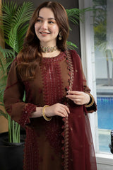 ASIM JOFA-3PC DHANAK EMBROIDERED SHIRT WITH DHANAK EMBROIDERED SHAWL AND TROUSER-W.J-5001
