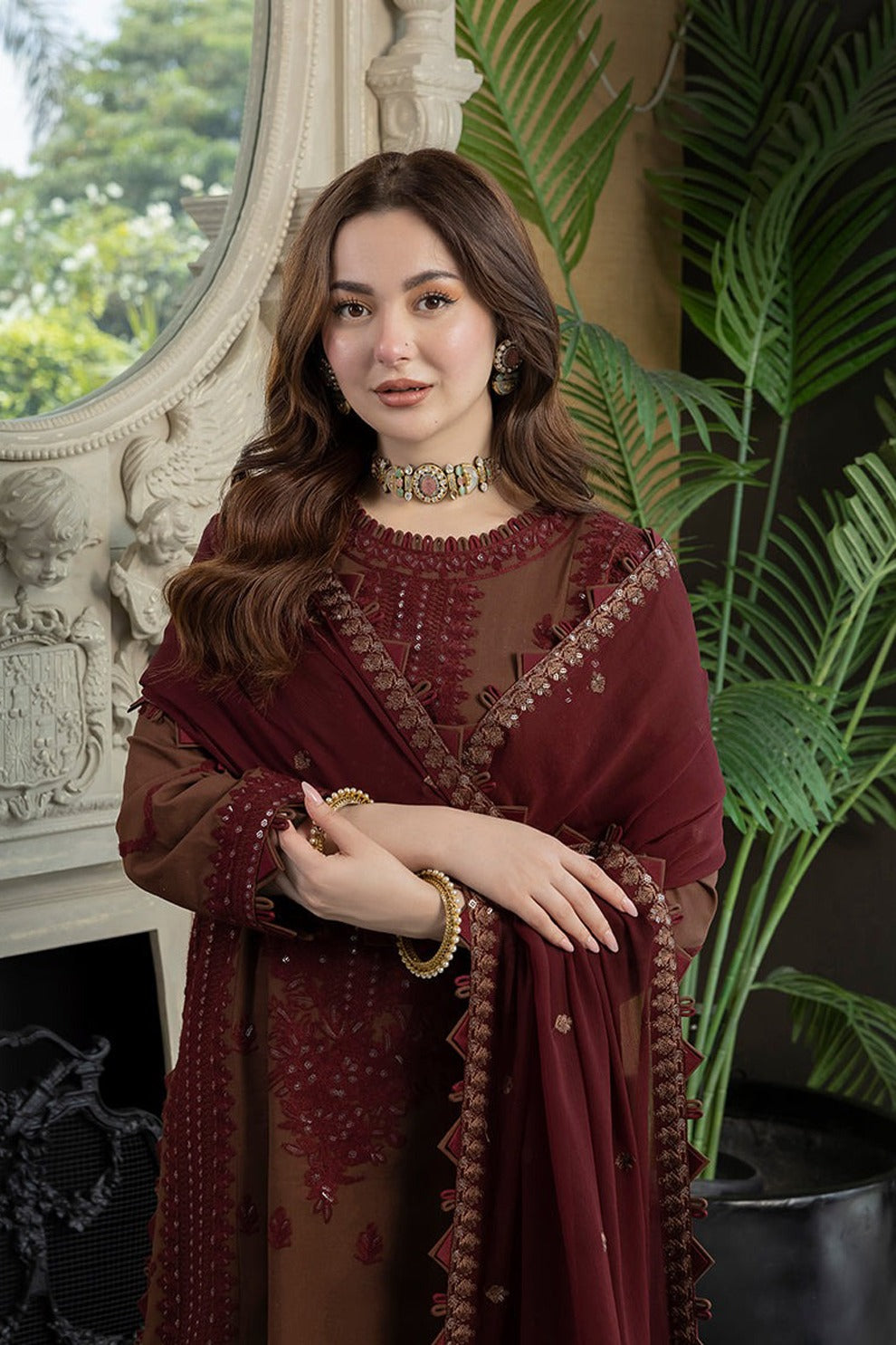 ASIM JOFA-3PC LAWN EMBROIDERED SHIRT WITH BAMBER CHIFFON EMBROIDERED DUPATTA AND TROUSER-W.J-1620