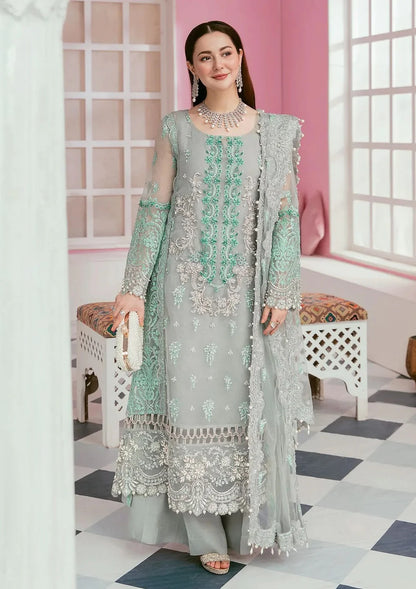 ELAF-ORGANZA PANEL EMBROIDERED ORGANZA DAMAN WITH PEARL WITH ORGANZA EMBROIDERED READY TO WEAR DUPATTA WITH TROUSER-W.J-1215