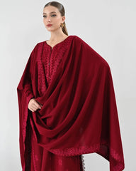 ZAIB-3PC DHANAK EMBROIDERED SHIRT WITH DHANAK EMBROIDERED SHAWL AND TROUSER-W.J-5271