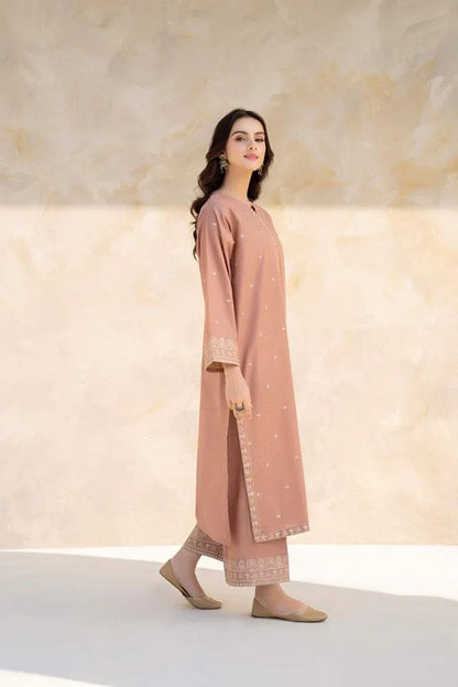 JAZMIN-2PC DHANAK EMBROIDERED SHIRT WITH DHANAK EMBROIDRED TROUSER-W.J-1064