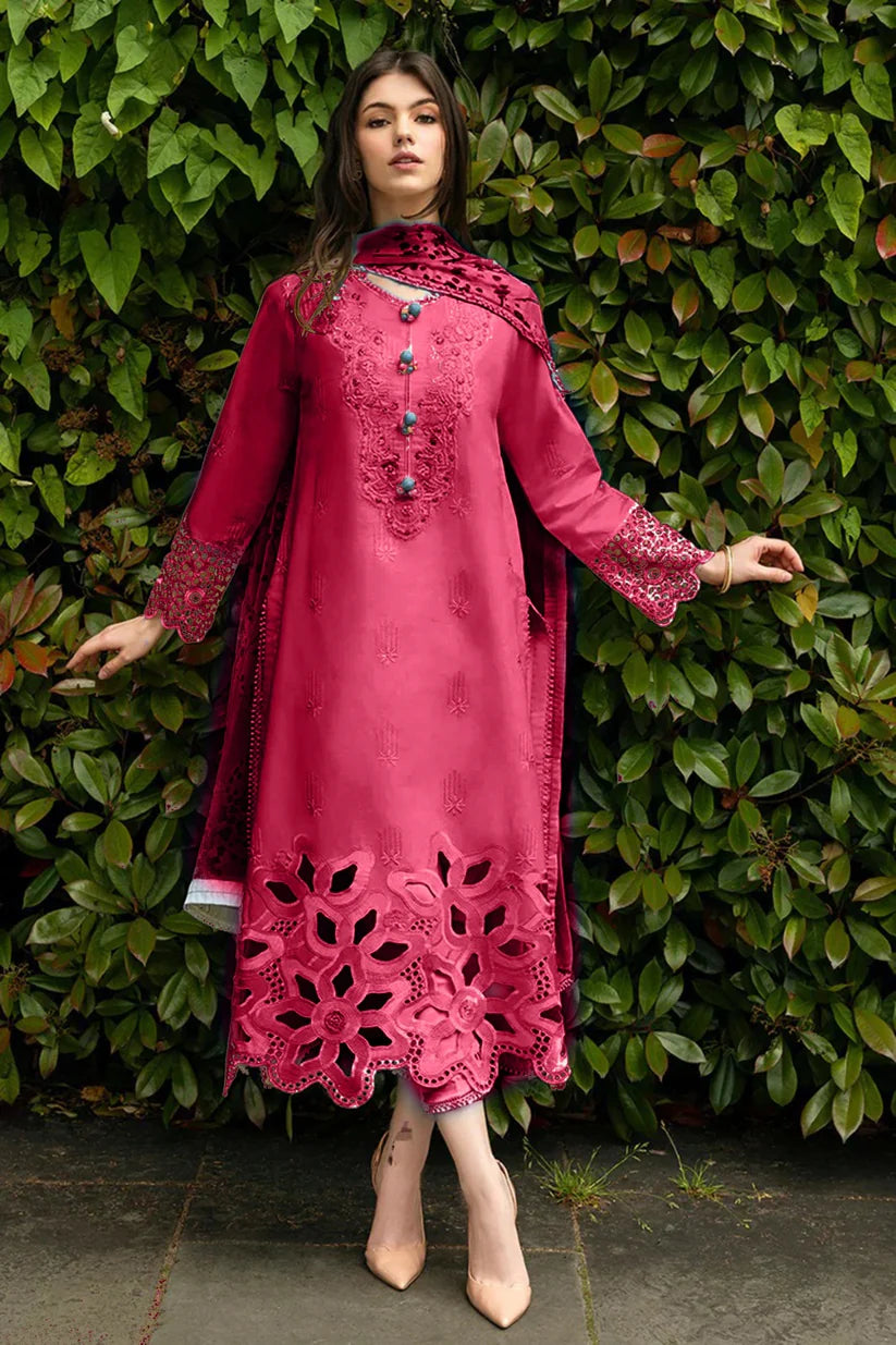 MUSHQ-3PC DHANAK EMBROIDERED SHIRT WITH WOOL PRINTED SHAWL & TROUSER-W.J-1369