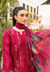 BAROUQE-3PC LAWN CHIKANKARI EMBROIDERED SHIRT WITH CHIFOON PRINTED DUPATTA AND EMB TROUSER-W.J-4736