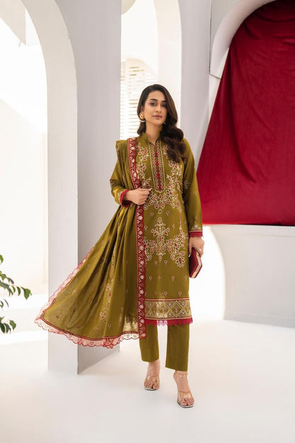 WearJora-3PC LAWN EMBROIDERED SHIRT WITH LAWN EMBROIDERED READY TO WEAR DUPATTA-W.J-1619