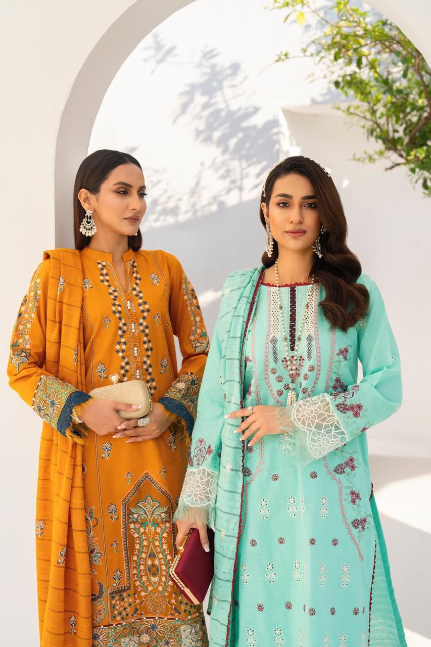 WearJora-3PC LAWN EMBROIDERED SHIRT WITH LAWN EMBROIDERED READY TO WEAR DUPATTA-W.J-1618