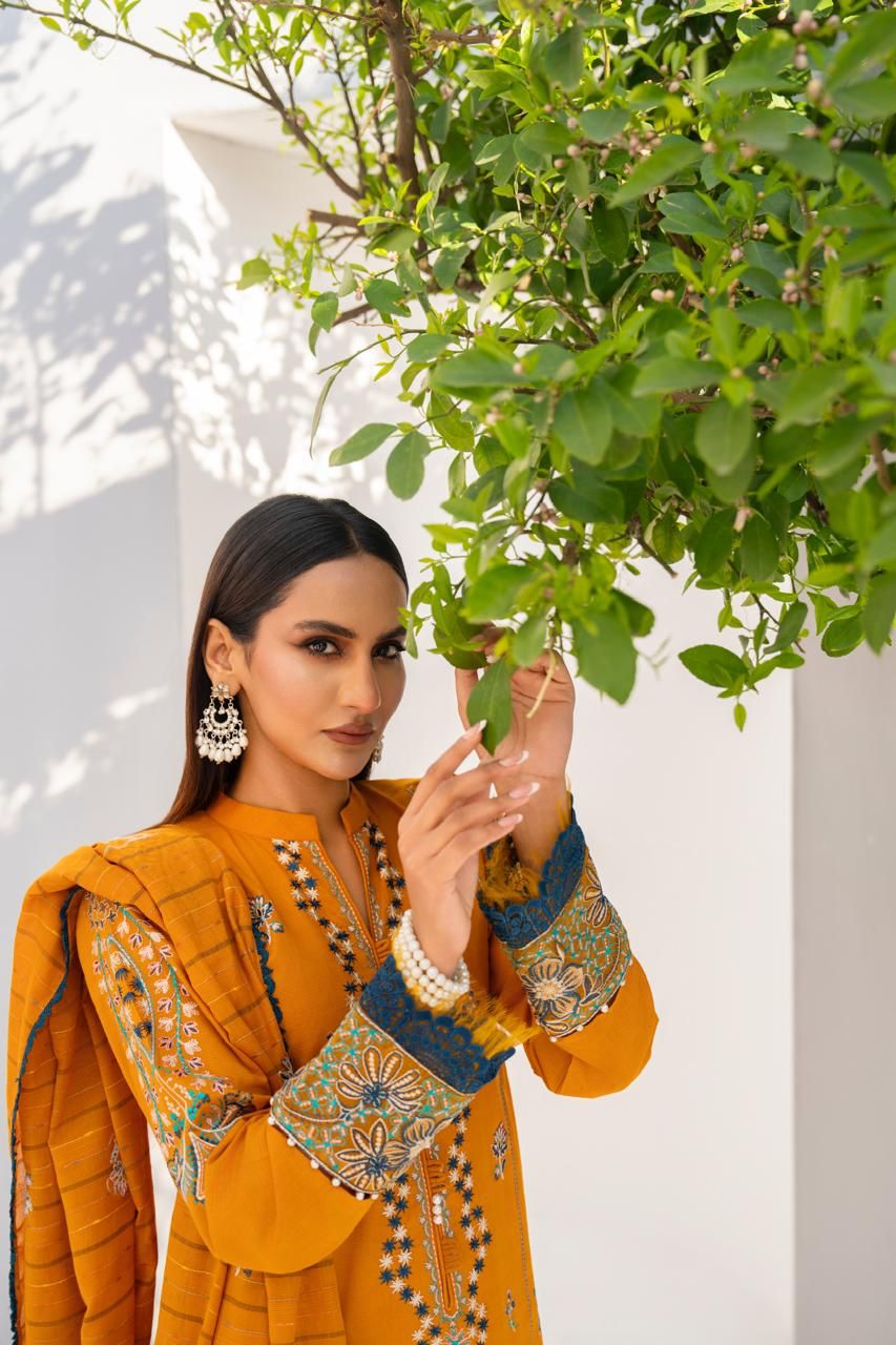 WearJora-3PC LAWN EMBROIDERED SHIRT WITH LAWN EMBROIDERED READY TO WEAR DUPATTA-05-W.J-1616