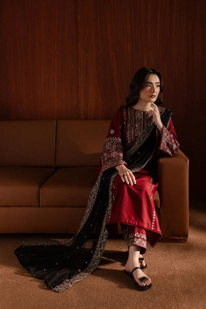 BATIK-3PC DHANAK EMBROIDERED SHIRT WITH CHIFFON EMBROIDERED DUPATTA AND EMB TROUSER-W.J-1782